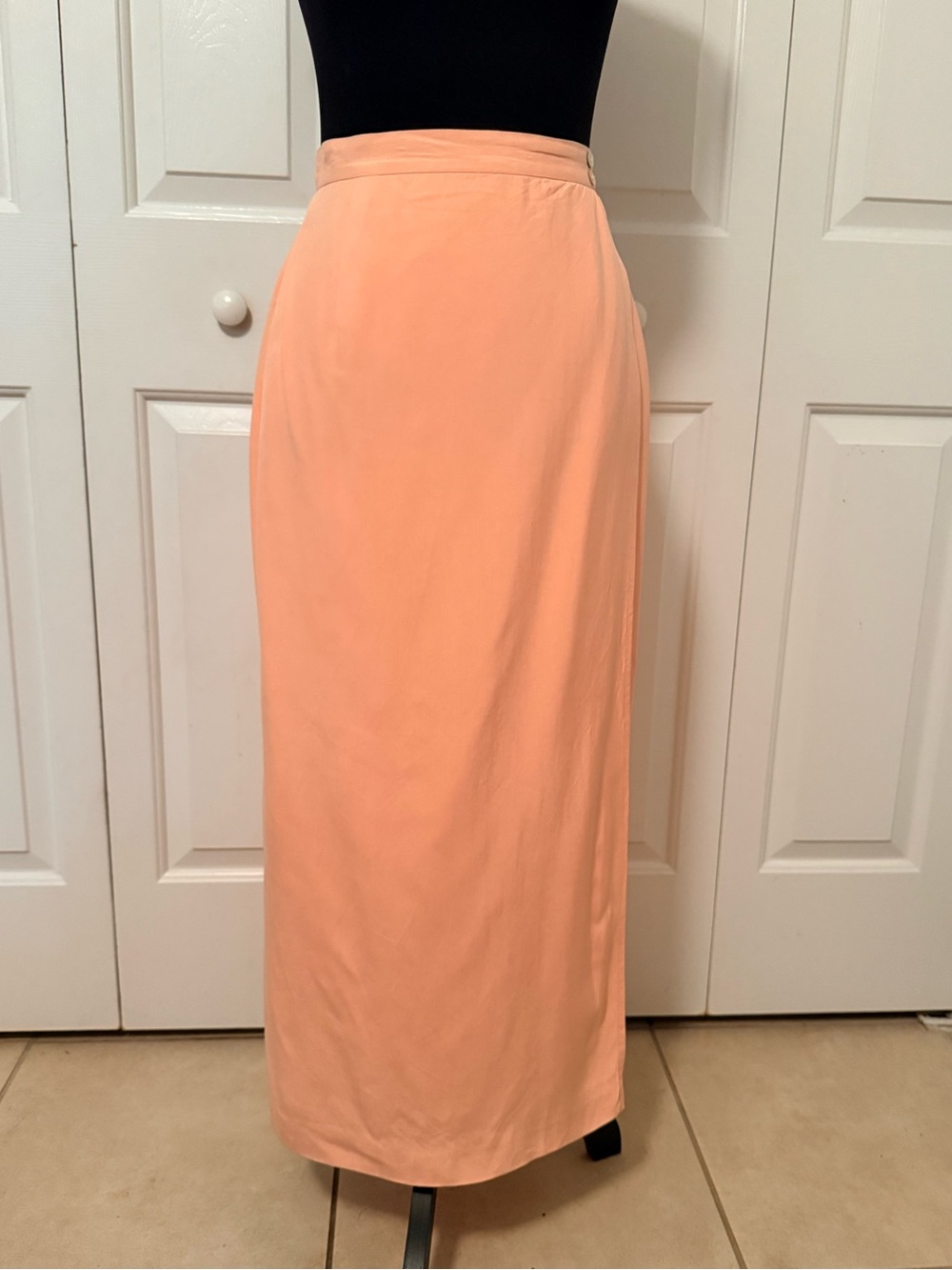 Talbots Peach Silk  Maxi Skirt - Straight Silhouette
